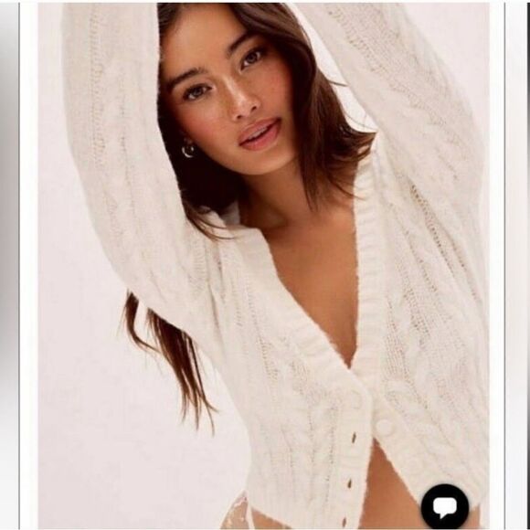 For Love & Lemons Small Billie Long Sleeve Cardigan White - Picture 2 of 11